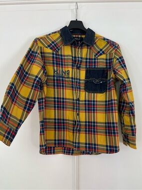 Replay Kids Plaid Button-Down Overshirt